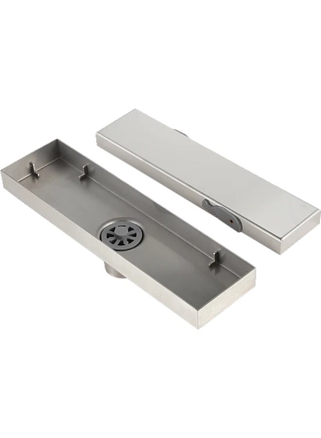 Rectangular Tile Insert Drain – 30 cm – 304 Stainless Steel – Chrome - Image 4